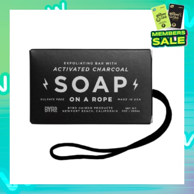 BYRD Exfoliating Bar with Activated Charcoal Soap On A Rope 266ml