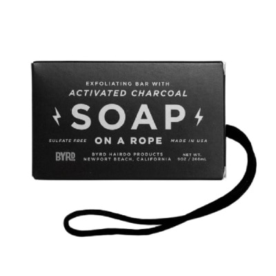 BYRD Exfoliating Bar with Activated Charcoal Soap On A Rope 266ml