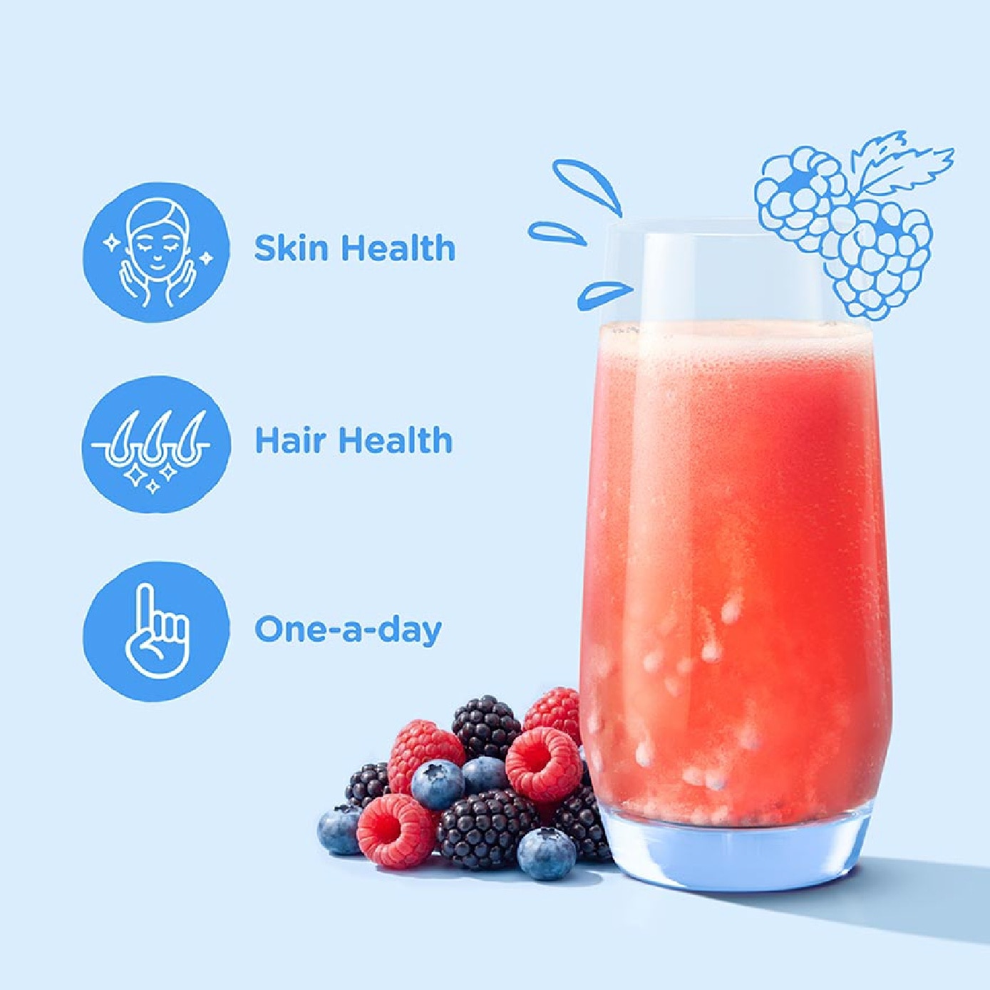 Fizzers Skin & Hair Glow Mixed Berry Flavour 5g x 5s