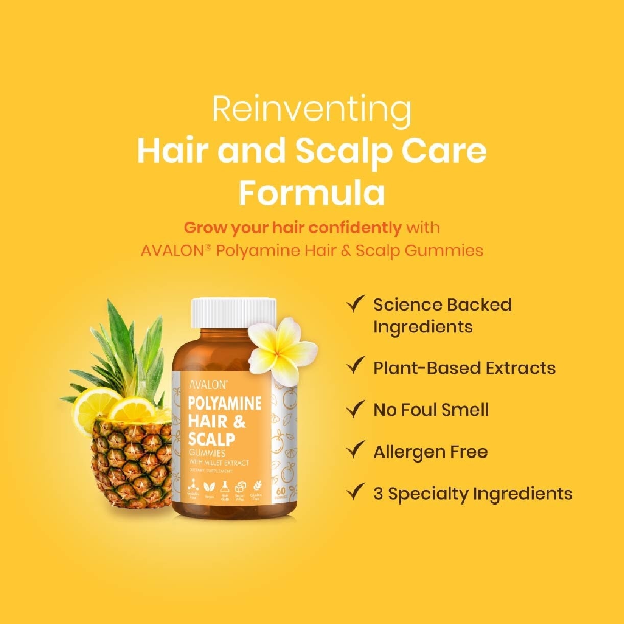 Polyamine Hair & Scalp Gummies (Promote Hair Growth + Healthy Scalp) 60s