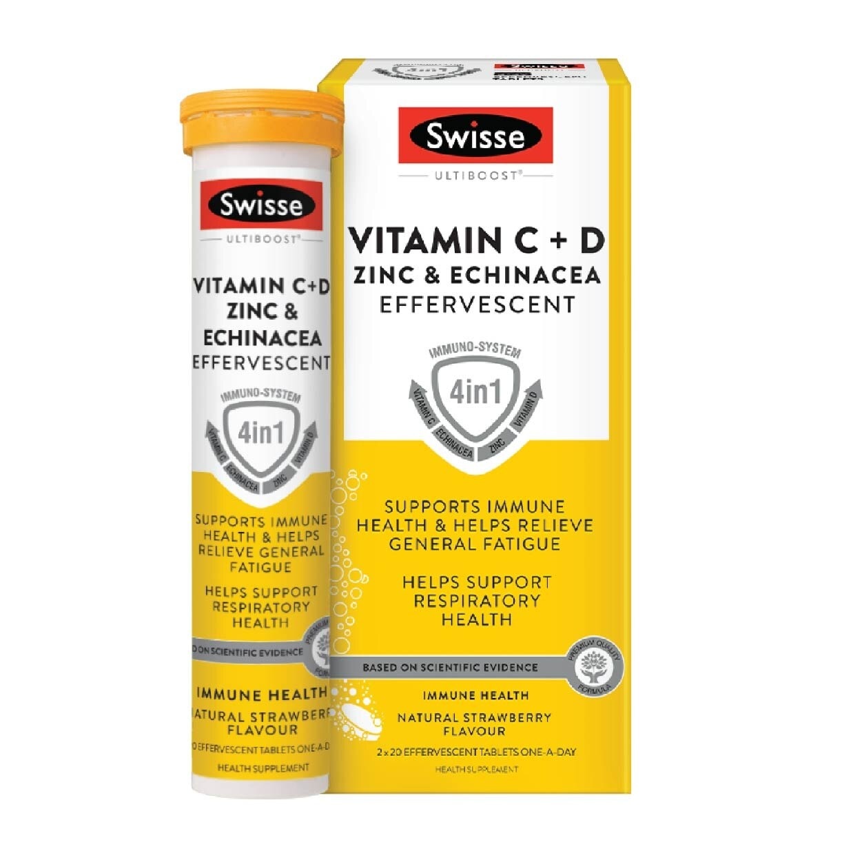 Ultiboost Vitamin C + D, Zinc & Echinacea Effervescent Tablet 20s x 2 Tube