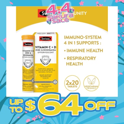 SWISSE - Ultiboost Vitamin C + D, Zinc & Echinacea Effervescent Tablet 20s x 2 Tube
