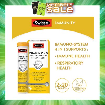 SWISSE - Ultiboost Vitamin C + D, Zinc & Echinacea Effervescent Tablet 20s x 2 Tube