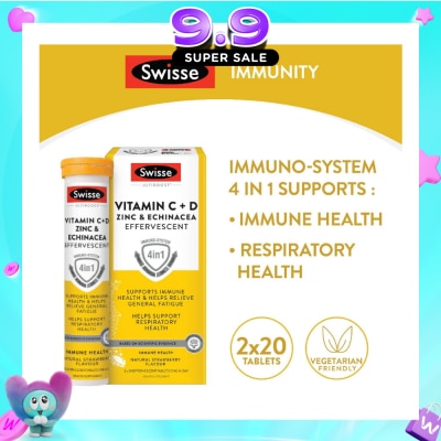 SWISSE - Ultiboost Vitamin C + D, Zinc & Echinacea Effervescent Tablet 20s x 2 Tube image