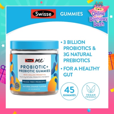 SWISSE Me Probiotic + Prebiotic Gummies Natural Orange Flavour 45s