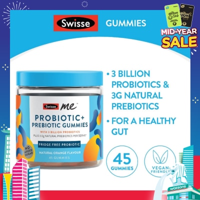 SWISSE Me Probiotic + Prebiotic Gummies Natural Orange Flavour 45s