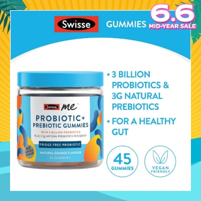 SWISSE Me Probiotic + Prebiotic Gummies Natural Orange Flavour 45s