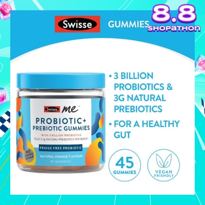 SWISSE Me Probiotic + Prebiotic Gummies Natural Orange Flavour 45s