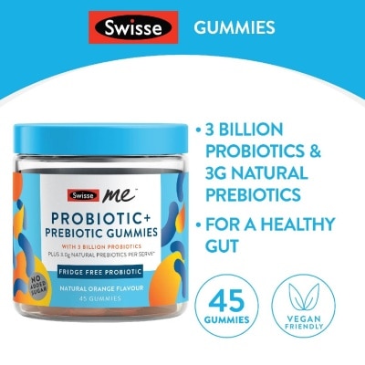 SWISSE Me Probiotic + Prebiotic Gummies Natural Orange Flavour 45s