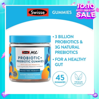SWISSE Me Probiotic + Prebiotic Gummies Natural Orange Flavour 45s