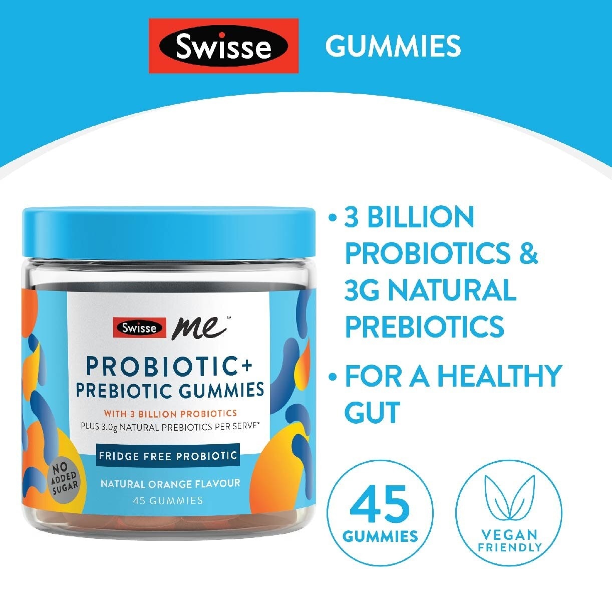 Me Probiotic + Prebiotic Gummies Natural Orange Flavour 45s