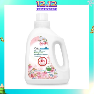 ORITA Antibacterial Baking Soda Laundry Detergent Floral (Eco-Friendly, Kills >99% Germs And Bacteria) 1500g