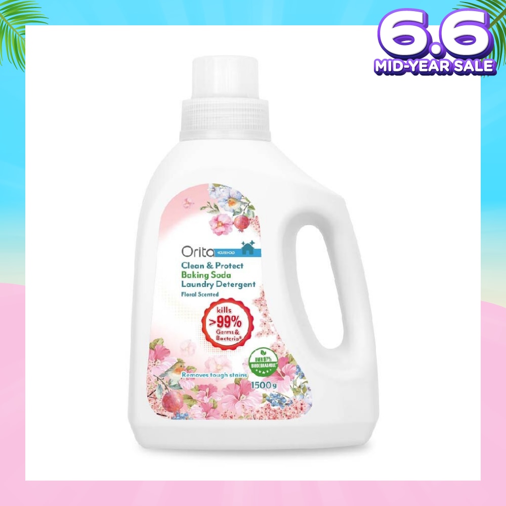 Antibacterial Baking Soda Laundry Detergent Floral (Eco-Friendly, Kills >99% Germs And Bacteria) 1500g