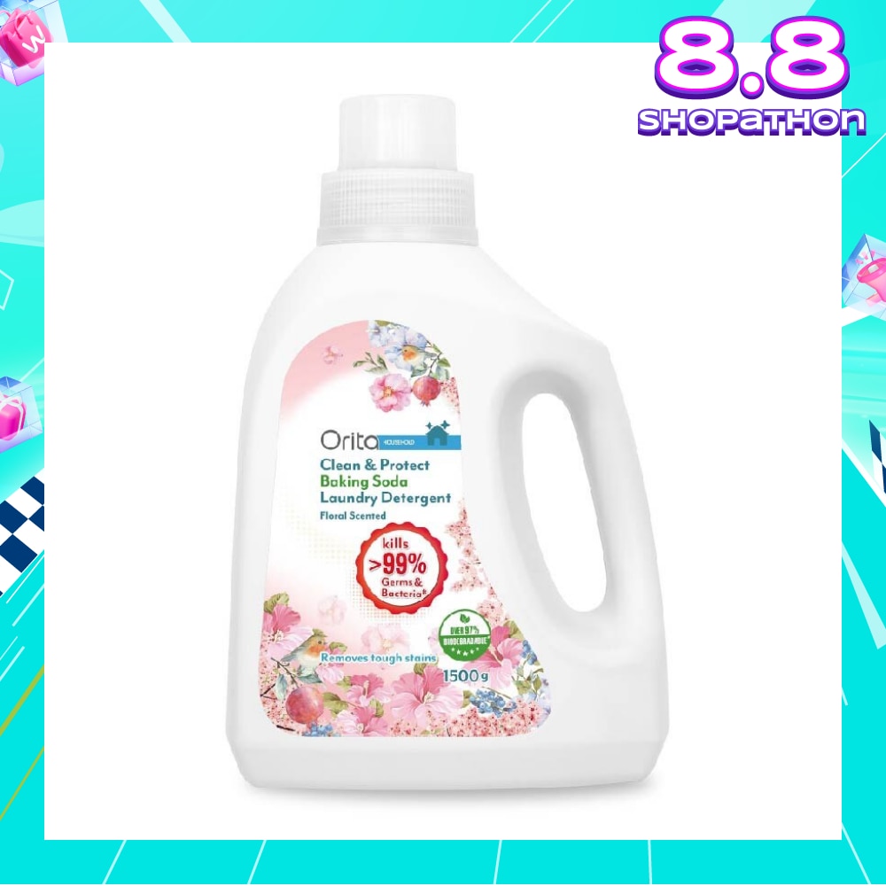 Antibacterial Baking Soda Laundry Detergent Floral (Eco-Friendly, Kills >99% Germs And Bacteria) 1500g
