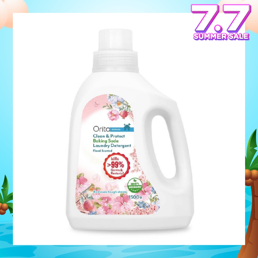 Antibacterial Baking Soda Laundry Detergent Floral (Eco-Friendly, Kills >99% Germs And Bacteria) 1500g