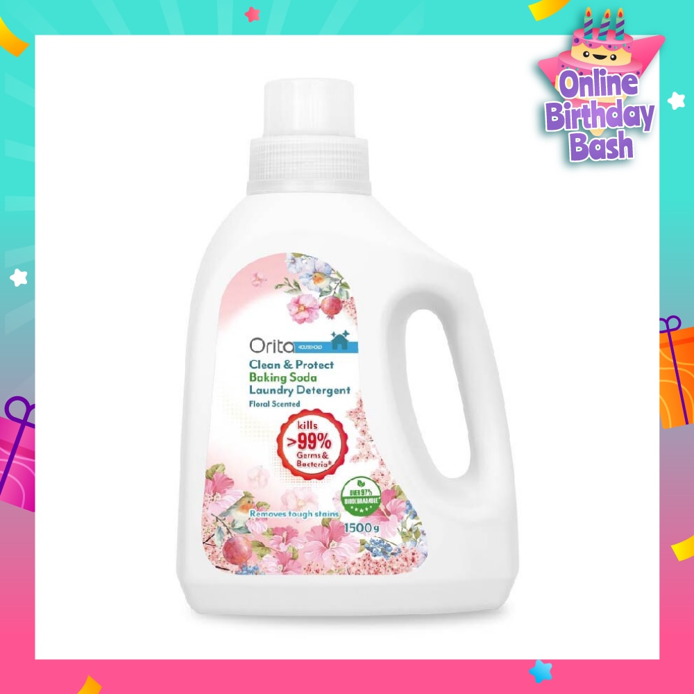 Antibacterial Baking Soda Laundry Detergent Floral (Eco-Friendly, Kills >99% Germs And Bacteria) 1500g