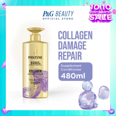PANTENE 3 Minute Miracle Collagen Conditioner (Repairs Damage From Styling + Colour And Perm) 480ml