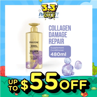 PANTENE 3 Minute Miracle Collagen Conditioner (Repairs Damage From Styling + Colour And Perm) 480ml