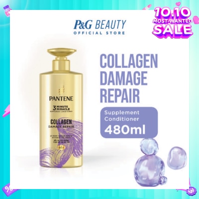 PANTENE 3 Minute Miracle Collagen Conditioner (Repairs Damage From Styling + Colour And Perm) 480ml