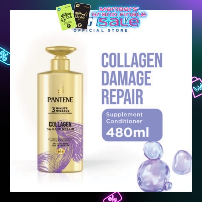 PANTENE 3 Minute Miracle Collagen Conditioner (Repairs Damage From Styling + Colour And Perm) 480ml