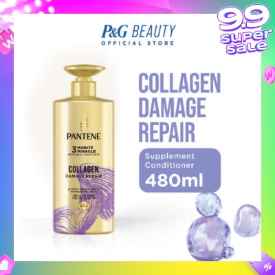 PANTENE 3 Minute Miracle Collagen Conditioner (Repairs Damage From Styling + Colour And Perm) 480ml