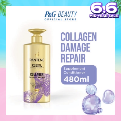 PANTENE 3 Minute Miracle Collagen Conditioner (Repairs Damage From Styling + Colour And Perm) 480ml