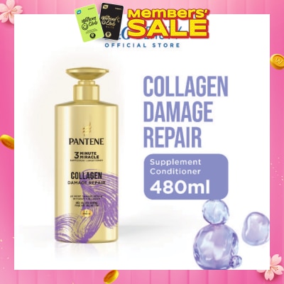 PANTENE 3 Minute Miracle Collagen Conditioner (Repairs Damage From Styling + Colour And Perm) 480ml