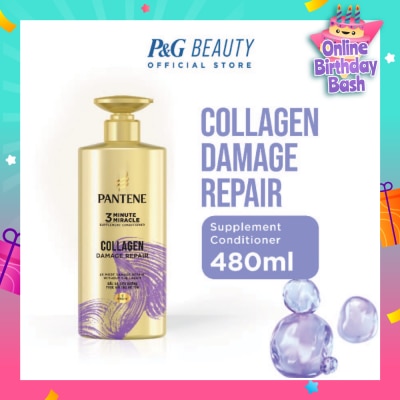 PANTENE 3 Minute Miracle Collagen Conditioner (Repairs Damage From Styling + Colour And Perm) 480ml