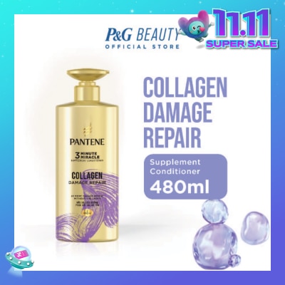 PANTENE 3 Minute Miracle Collagen Conditioner (Repairs Damage From Styling + Colour And Perm) 480ml