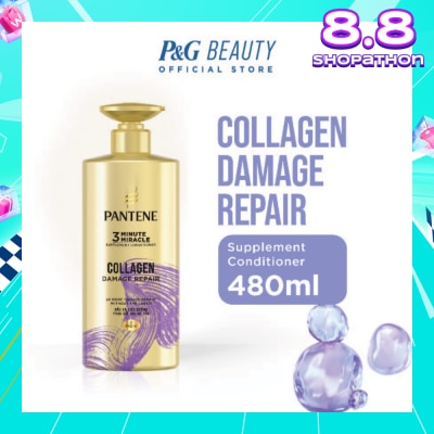 PANTENE 3 Minute Miracle Collagen Conditioner (Repairs Damage From Styling + Colour And Perm) 480ml