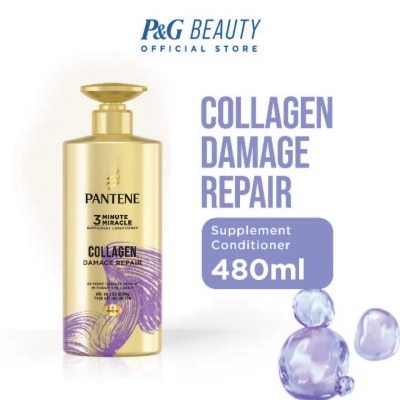 PANTENE 3 Minute Miracle Collagen Conditioner (Repairs Damage From Styling + Colour And Perm) 480ml