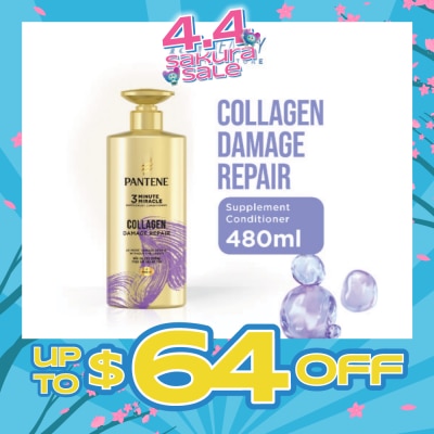 PANTENE - 3 Minute Miracle Collagen Conditioner (Repairs Damage From Styling + Colour And Perm) 480ml