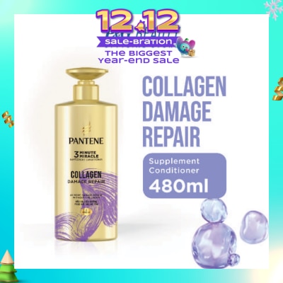 PANTENE 3 Minute Miracle Collagen Conditioner (Repairs Damage From Styling + Colour And Perm) 480ml