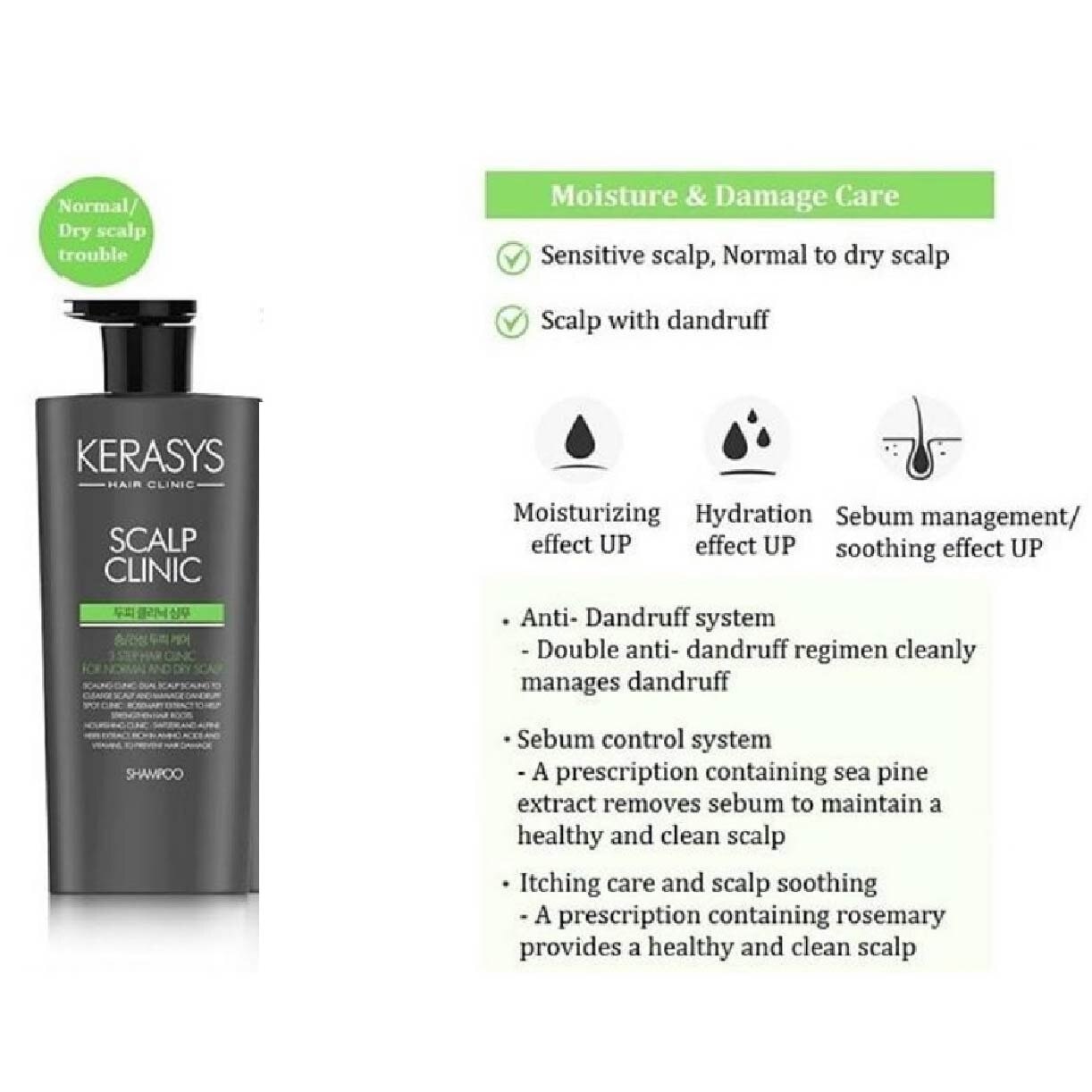 3 Step Hair Clinic System Scalp Clinic Cleansing Shampoo (For Normal, Dry & Sensitive, Troubled Scalp) 750ml