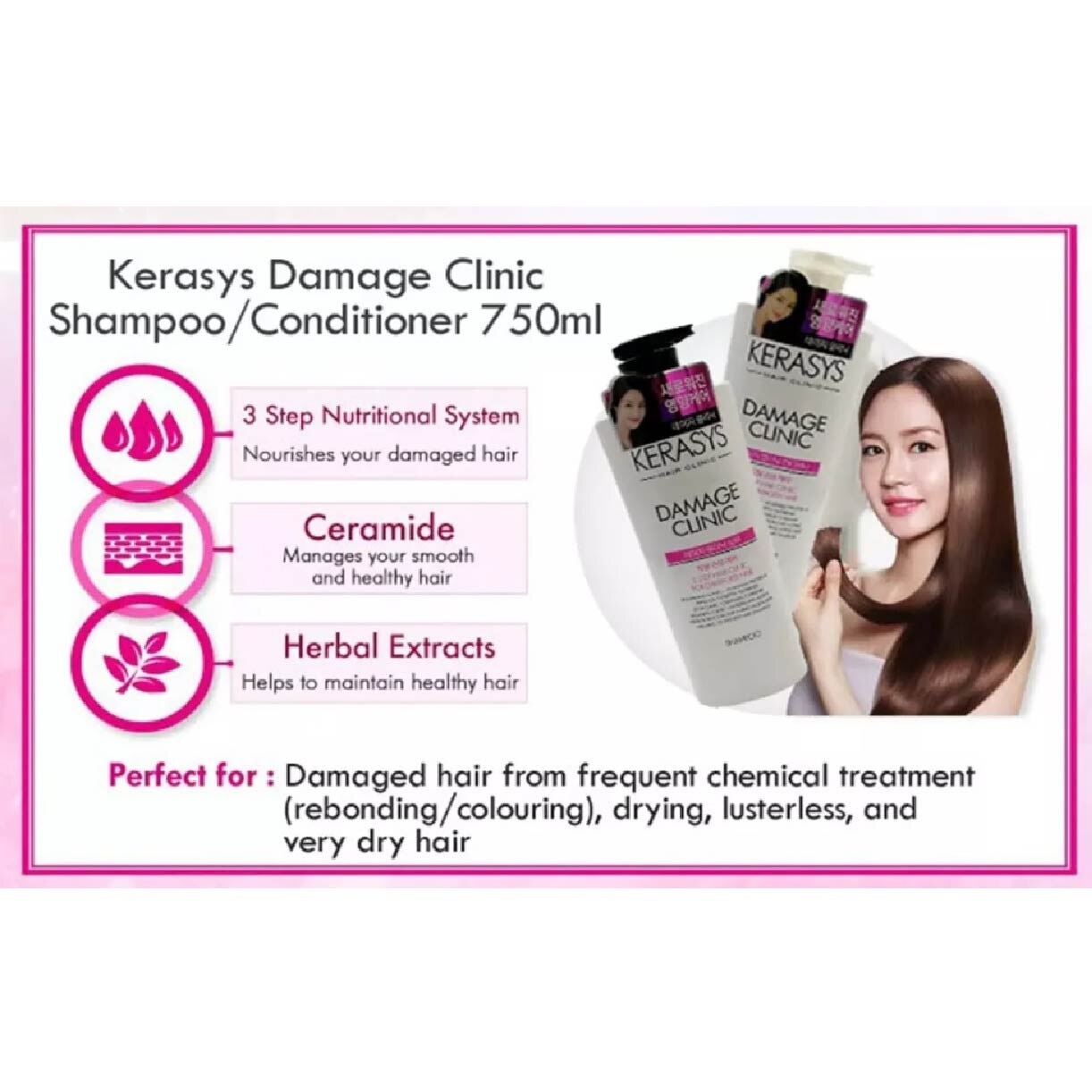 3 Step Hair Clinic System Damage Clinic Nourishing Shampoo (For Damaged, Dry, Permed & Colored Hair) 750ml