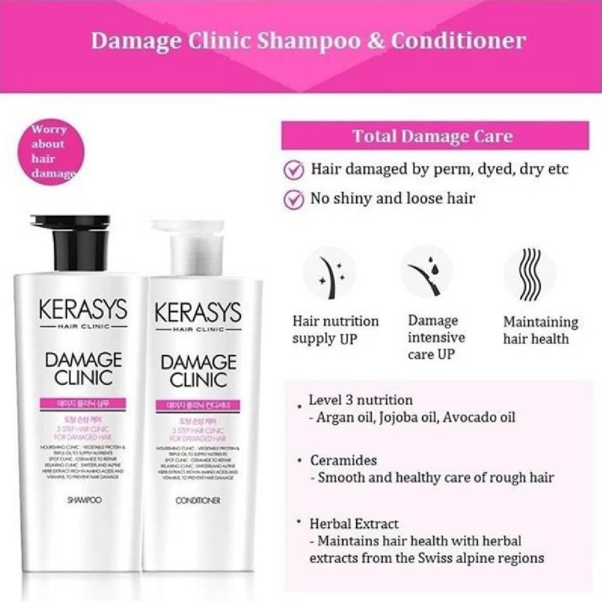 3 Step Hair Clinic System Damage Clinic Nourishing Shampoo (For Damaged, Dry, Permed & Colored Hair) 750ml