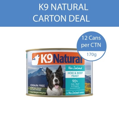 K9 NATURAL - Beef & Hoki Feast Canned Dog Food 170g x 12s (Per Carton)