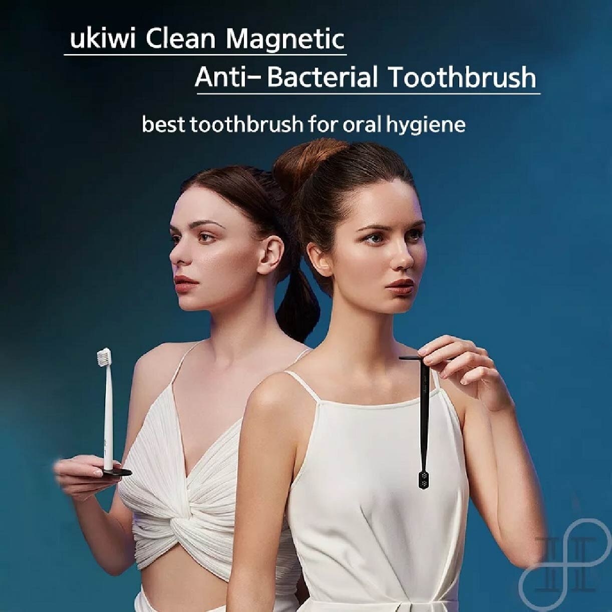 Wide Ultra Clean Magnetic Anti-bacterial Toothbrush Black (Nano Magnetic Stand) 2s