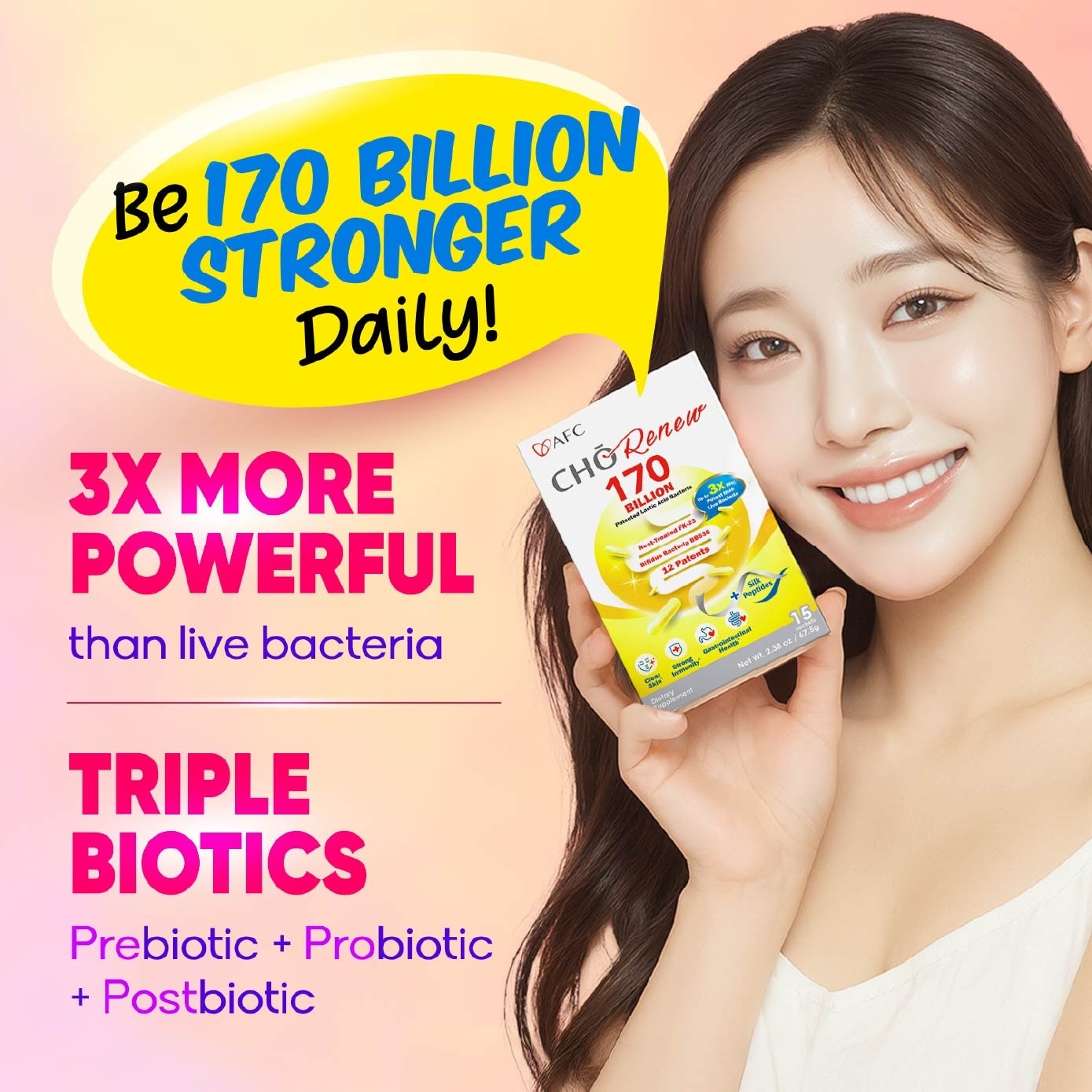 CHO Renew 170 Billion Beauty Probiotics Dietary Supplement Sachet 15s