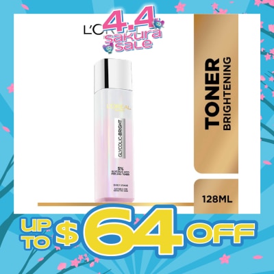 L'OREAL PARIS SKINCARE - Glycolic Bright Peeling Water (With Brightening Glycolic Acid exfoliates) 128ml