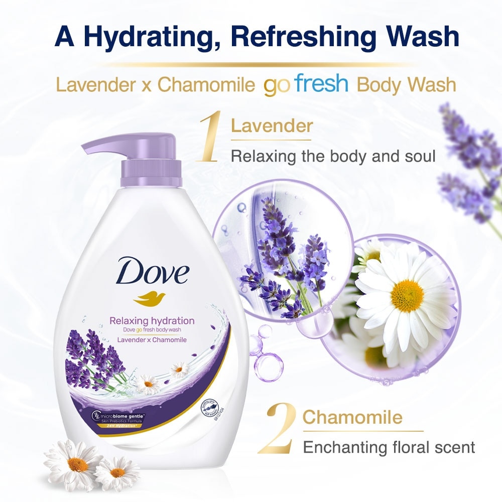 Dove Go Fresh Relaxing Lavender + Chamomile Hydration Body Wash 1000ml