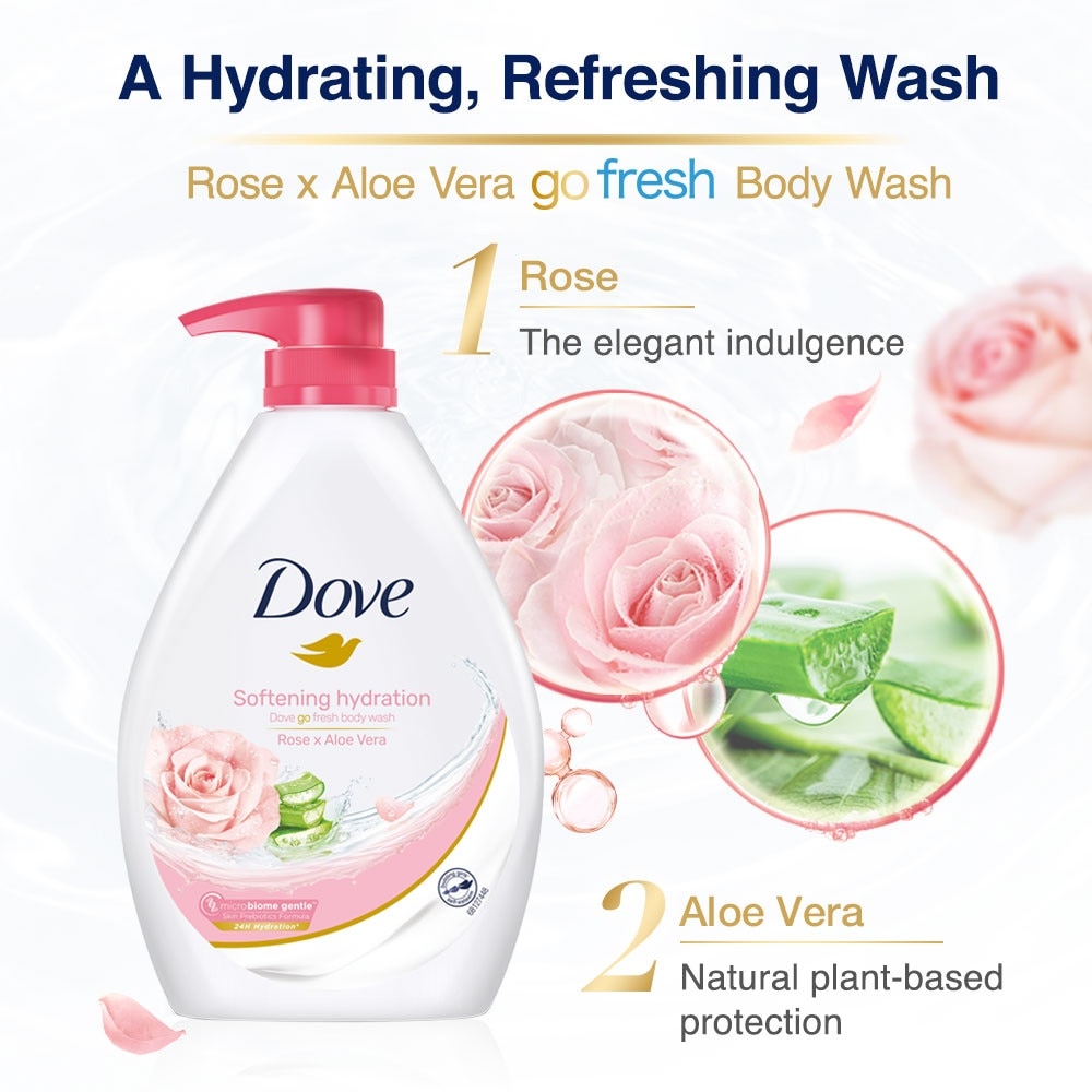 Dove Go Fresh Rose x Aloe Vera Body Wash 1000ml