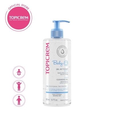 TOPICREM 2 In 1 Cleansing Gel (Cleanse The Body And Hair Of Newborns, Babies And Young Children) 500ml