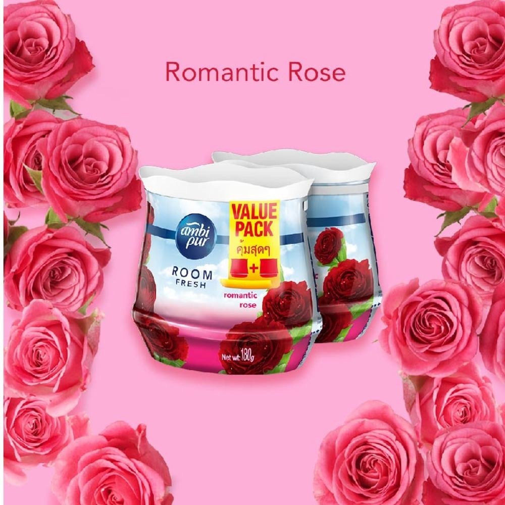 Ambi Pur Romantic Rose Room Fresh Air Freshener gel 180g x 2s<BR>