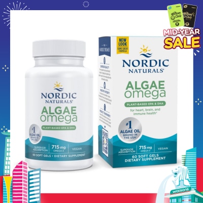 NORDIC NATURALS Algae Omega 625Mg 100% Vegetarian Omega-3 60 Soft Gels