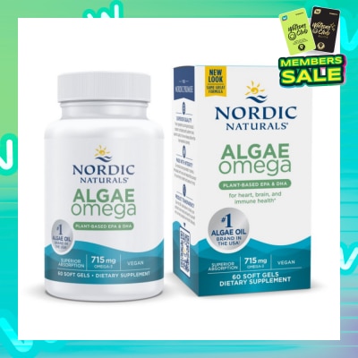 NORDIC NATURALS Algae Omega 625Mg 100% Vegetarian Omega-3 60 Soft Gels