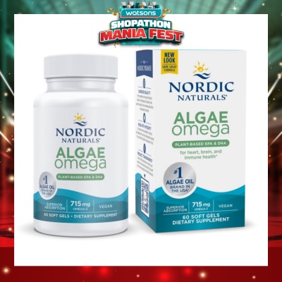 NORDIC NATURALS - Algae Omega 625Mg 100% Vegetarian Omega-3 60 Soft Gels