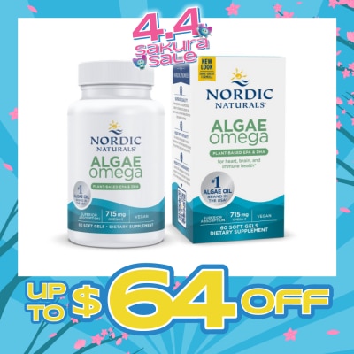 NORDIC NATURALS - Algae Omega 625Mg 100% Vegetarian Omega-3 60 Soft Gels