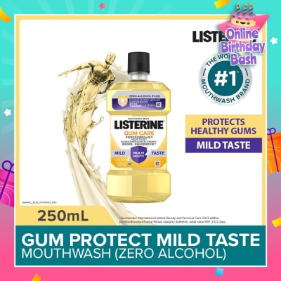 LISTERINE Listerine Gum Care Zero Non Alcohol Mouthwash Herbal Ginger Less Intense Taste 250ml