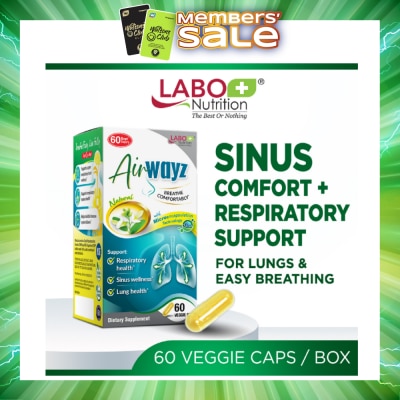 LABO NUTRITION - Airwayz Dietary Supplement Veggie Capsule (For Respiratory Health, Sinus, Nasal Flow, Lung & Immunity) 60s
